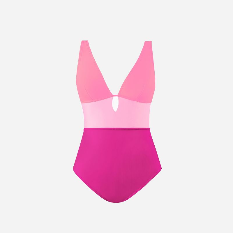 Women's Color Block Keyhole One Piece Swimsuit - Cupshe, 2 of 5