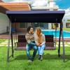 Aoodor 3-Seat Outdoor Rattan Patio Swing with Adjustable Dark Blue Canopy, Built-in Quick-Drying Foam Seat, Rattan Wicker, Rust-Resistant Iron Frame - 2 of 4