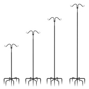 Artloge Set of 2 Heavy Duty Adjustable String Lights Poles Bird Feeder Pole Stand with Fork Shepherd Hooks for Outdoor Garden - 1 of 4