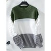 Womens Pullover Sweaters Chunky Crew Neck Sweater Knit Long Sleeve Color Block Sweater Cable Knit Sweater Womens Fall Outfits - 4 of 4