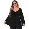 Elegant Green Plus Size Puff Sleeve Blouse for Women - Notched Neck Design, Comfortable All-Day Wear, Perfect for Any Occasion, Gift-Ready 4XL - 4 of 4