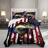 Boersma Big Pike Fishing Comforter Set,Bass Fish American Flag Pattern Hunting and Fishing Bed Set Queen Size for Boys Room Decor - 4 of 4