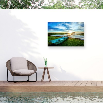 Trademark Fine Art - Celebrate Life Gallery Rowboat at the Waters Edge Matted Framed Art