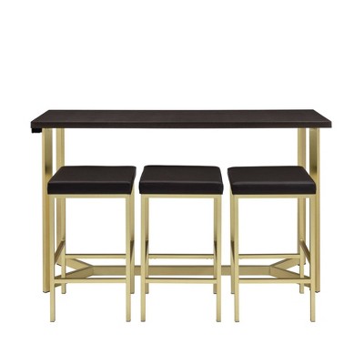 Melrose Multipurpose Bar Dining Table Set Espresso/Gold - Picket House Furnishings