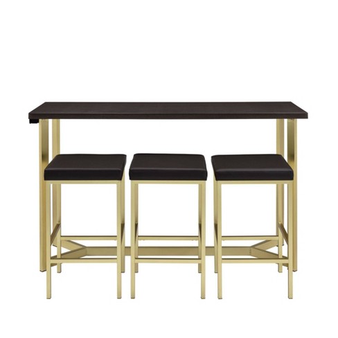 Melrose Multipurpose Bar Dining Table Set Espresso Gold Picket House Furnishings Target