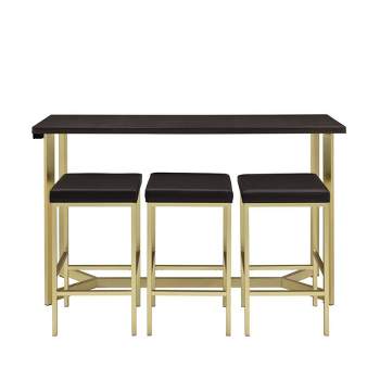 Melrose Multipurpose Bar Dining Table Set Espresso/Gold - Picket House Furnishings