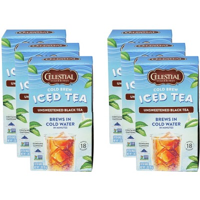 Celestial Seasonings Cold Brew Unsweetened Black Tea - Case of 6 - 18 Bags