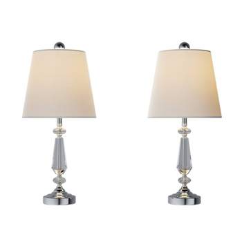 Set of 2 Crystal Faceted Candlestick Table Lamps (Includes LED Light Bulb) Silver - Trademark Global