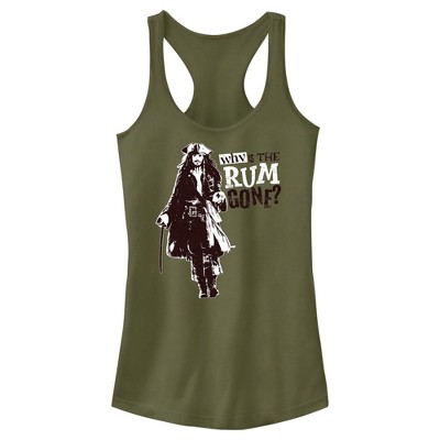 Juniors Womens Pirates of the Caribbean: Dead Man's Chest Jack Sparrow Why is the Rum Gone Racerback Tank Top