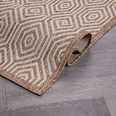Modern Geometric Brown Synthetic 8' x 10' Flatwoven Area Rug