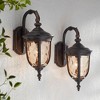 John Timberland Bellagio Vintage Outdoor Wall Light Fixtures Set of 2 Veranda Bronze Downbridge 16 1/2" Champagne Hammered Glass for Post Exterior - 2 of 4