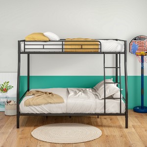 TiramisuBest Black Twin over Twin Metal Bunk Bed - Ideal for Kids and Adults, Low-Profile Design with Ladder and Guardrails for Climbing - 1 of 4