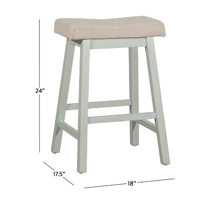 Moreno Blue Gray 24" Wood Backless Saddle Counter Stool