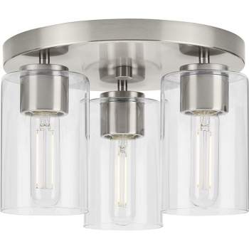 Progress Lighting Cofield 3-Light Flush Mount, Brushed Nickel, Glass Shades: Add contemporary elegance to your space.