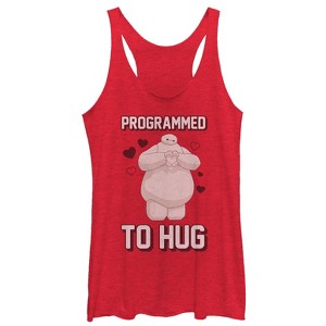 Women's Big Hero 6 Valentine Baymax Programmed to Hug Racerback Tank Top - 1 of 3