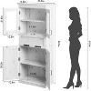 Whizmax Tall Bathroom Cabinet with Doors - Freestanding Storage Shelf for Laundry, Kitchen, Living Room, Adjustable Shelves, Small Space - 2 of 4