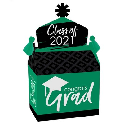 Big Dot of Happiness Green Grad - Best is Yet to Come - Treat Box Party Favors - 2021 Green Graduation Party Goodie Gable Boxes - Set of 12