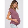 PinkBlush Dark Mauve Basic Short Sleeve Maternity Fitted Top - 2 of 4