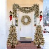 Pre-lit Christmas Artificial Tree 4-Piece Set, Garland, Wreath and Set of 2 Entrance Trees, X-mas with LED Lights, PVC Festival Celebration Set, Green - 2 of 4