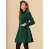 Allegra K Women's Winter Double Breasted Vintage Velvet Contrast Collar Overcoat - 3 of 4