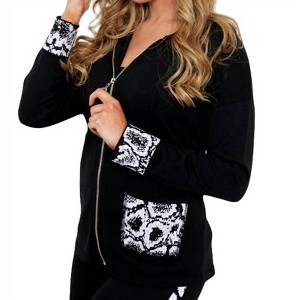 Women's Zip Hoodie with Snake Print - Angel Apparel - 1 of 2