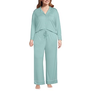 Lands' End Women's Cooling 2 Piece Pajama Set - Long Sleeve Top and Pants - 1 of 3