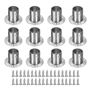 Unique Bargains Stainless Steel Corrosion Resistance Durability Cylindrical Design Closet Rod Brackets 12 Pcs - 1 of 4