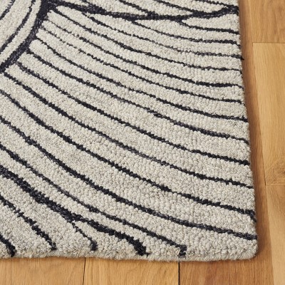Black Floral Handmade Wool 8' x 10' Tufted Area Rug