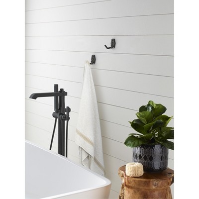 Matte Black Double Prong Metal Wall Hook