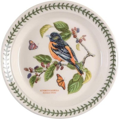 Portmeirion Botanic Garden Birds 8.5" Salad Plate, Baltimore Oriole - Fine Earthenware Dinnerware, All Purpose Tableware Set