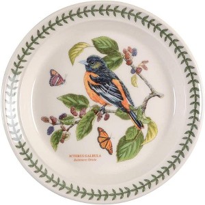 Portmeirion Botanic Garden Birds 8.5" Salad Plate, Baltimore Oriole - Fine Earthenware Dinnerware, All Purpose Tableware Set - 1 of 3