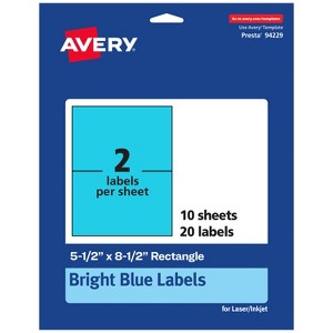 Avery Bright Blue Paper Labels, 5.5" x 8.5" Rectangle - 1 of 4