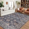 2 x 6 ft Polyester Beige Brown Rectangular Hallway Bathroom Entryway Kitchen Office Foldable Flower Printed Modern Washable Area Rug - 3 of 4