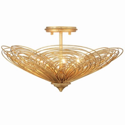Renaissance Gold Crystal LED Semi-Flush Mount Light