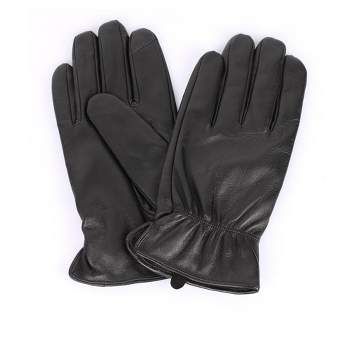 Karla Hanson Men's Deluxe Leather Touch Screen Gloves - Black