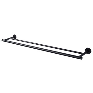 WOWOW 36 in. Wall Mounted Towel Bar in Matte Black, Stainless Steel Double Towel Holder - 1 of 4