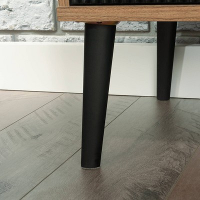 Serene Walnut and Black Storage Cabinet with Adjustable Shelves