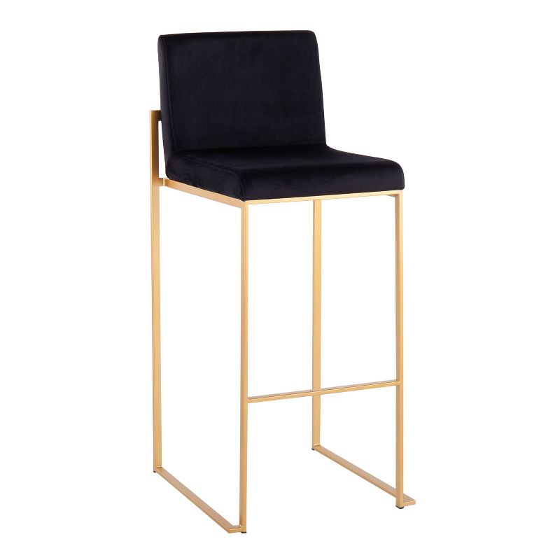 Set of 2 Fuji High Back Stainless Steel/Velvet Barstools with Gold Legs - LumiSource, 3 of 12