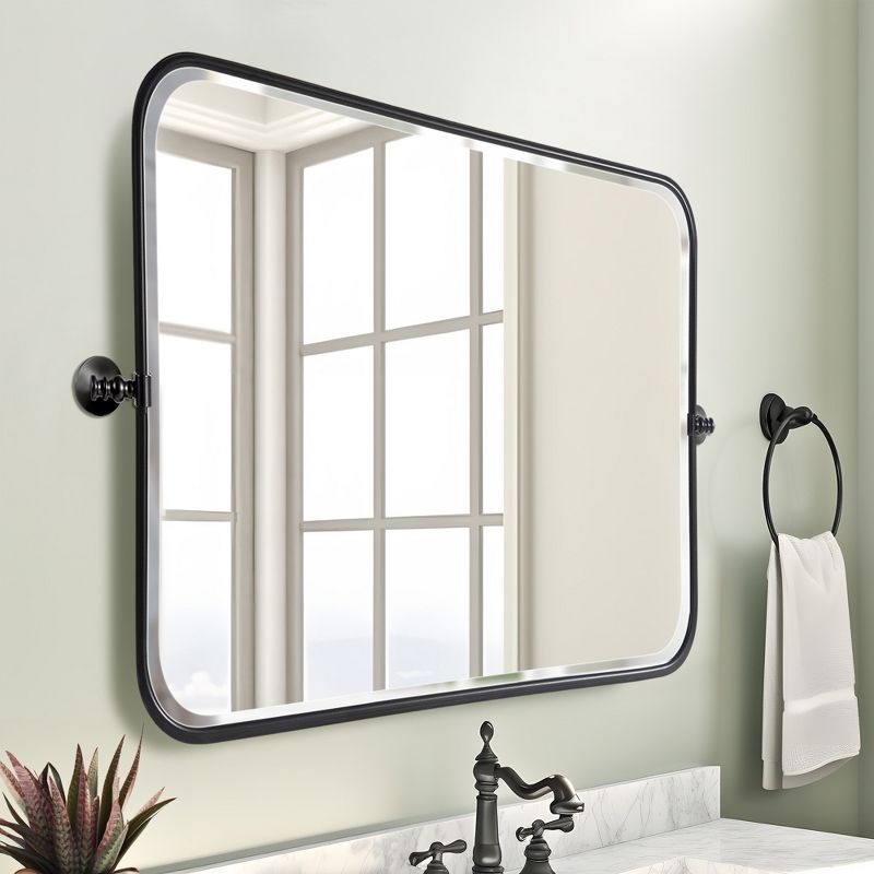 Neutypechic Metal Frame Rectangle Mirror Pivot Bathroom Vanity Mirror, 1 of 9