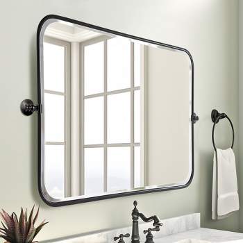 Neutypechic Metal Frame Rectangle Mirror Pivot Bathroom Vanity Mirror