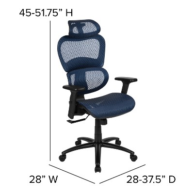 Contemporary High-Back Swivel Mesh Office Chair with Adjustable Arms in Black