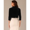 Allegra K Women's Velvet 3/4 Sleeve Open Front Ruffled Hem Back Cropped Cardigan - 3 of 4