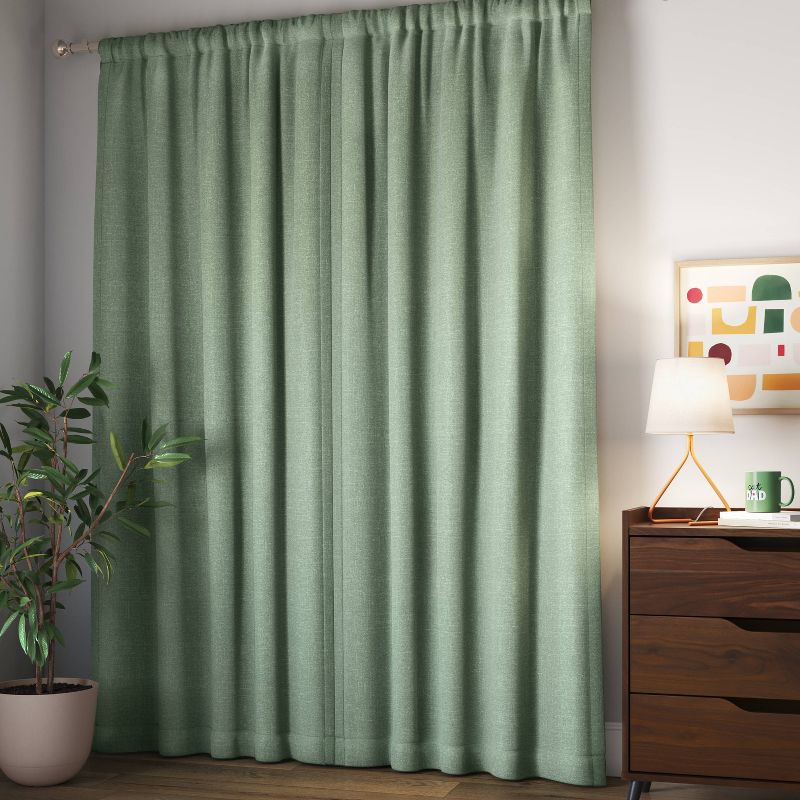 Room Darkening Heathered Thermal Window Curtain Panel Green - Room Essentials™, 4 of 7