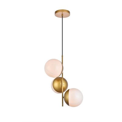 Eclipse 3-Light Brass Pendant with Frosted Glass Shades