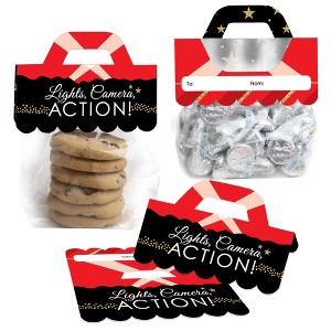 Big Dot of Happiness Red Carpet Hollywood - DIY Movie Night Party Clear Goodie Favor Bag Labels - Candy Bags with Toppers - Set of 24 - 1 of 4
