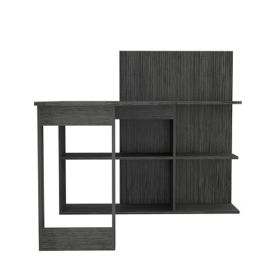 GlasFlength Desks 4-Shelf L-Shaped Computer Desk Home Office Desk Simple Design for Living and Work Spaces, Gray, 51.7"*47.2"*43.3"