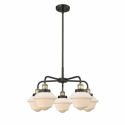 Oxford - 5 Light Stem Hung Chandelier In Art Deco Style-13.5 Inches Tall and 24.5 Inches Wide