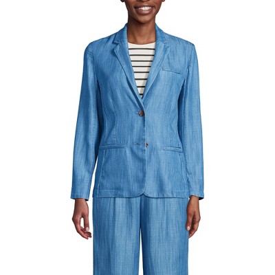 Lands' End Women's Indigo Relaxed Blazer made with TENCEL fibers