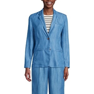 Lands' End Women's Indigo Relaxed Blazer made with TENCEL fibers - 1 of 4