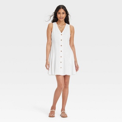 Women's Button-Front Godet Mini A-Line Dress - Universal Thread™